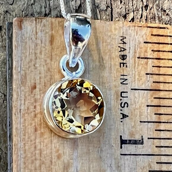 Sundance $148 NEW CITRINE NOVEMBER BIRTHDAY Sterling Silver Pendant 18" Necklace - Picture 9 of 11